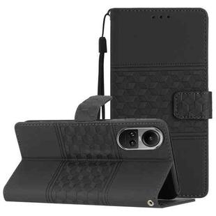 For OPPO Reno10 5G / Reno10 Pro 5G Global Diamond Embossed Skin Feel Leather Phone Case(Black)