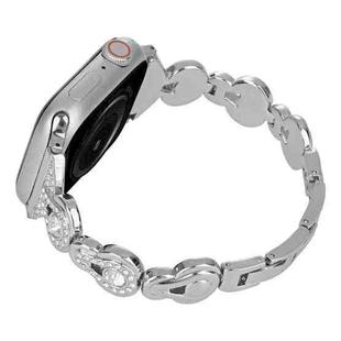 For Apple Watch Series 9 45mm Gourd Diamond Metal Watch Band(Silver)