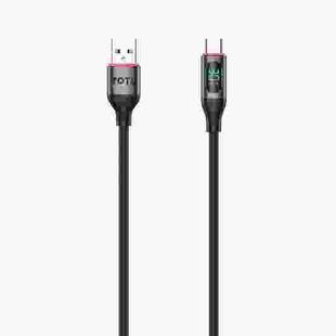 TOTU CB-7-T 30W USB to USB-C / Type-C Digital Display Fast Charging Silicone Cable, Length: 1m(Black)