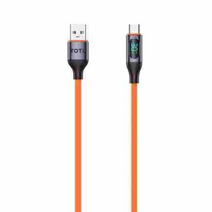 TOTU CB-7-T 30W USB to USB-C / Type-C Digital Display Fast Charging Silicone Cable, Length: 1m(Orange)