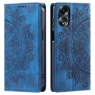 For OPPO A58 4G Totem Embossed Magnetic Leather Phone Case(Blue)