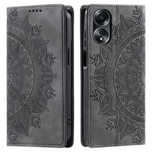 For OPPO A58 4G Totem Embossed Magnetic Leather Phone Case(Grey)