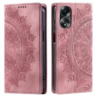 For OPPO A58 4G Totem Embossed Magnetic Leather Phone Case(Rose Gold)