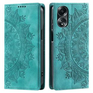 For OPPO A58 4G Totem Embossed Magnetic Leather Phone Case(Green)