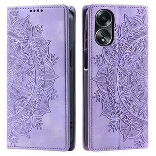 For OPPO A58 4G Totem Embossed Magnetic Leather Phone Case(Purple)
