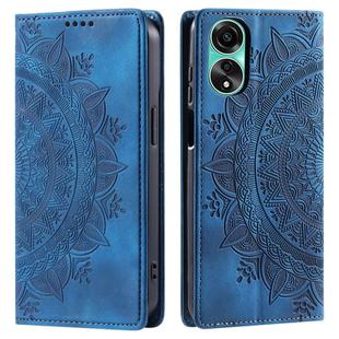 For OPPO A78 4G Totem Embossed Magnetic Leather Phone Case(Blue)