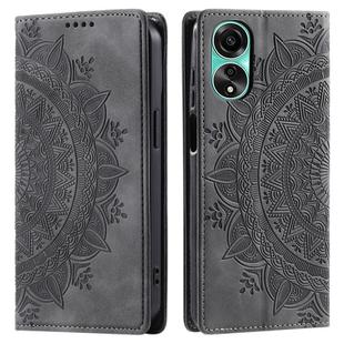 For OPPO A78 4G Totem Embossed Magnetic Leather Phone Case(Grey)