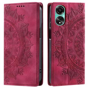 For OPPO A78 4G Totem Embossed Magnetic Leather Phone Case(Red)