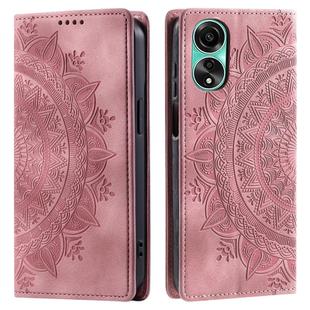 For OPPO A78 4G Totem Embossed Magnetic Leather Phone Case(Rose Gold)