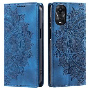 For OPPO A78 5G / A58 5G Totem Embossed Magnetic Leather Phone Case(Blue)