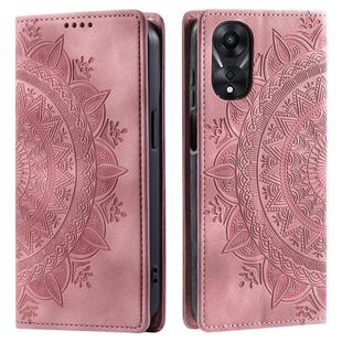 For OPPO A78 5G / A58 5G Totem Embossed Magnetic Leather Phone Case(Rose Gold)