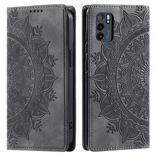 For OPPO Reno6 5G Totem Embossed Magnetic Leather Phone Case(Grey)