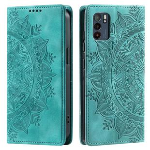 For OPPO Reno6 5G Totem Embossed Magnetic Leather Phone Case(Green)