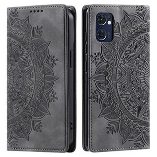 For OPPO Reno7 5G Totem Embossed Magnetic Leather Phone Case(Grey)