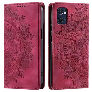 For OPPO Reno7 5G Totem Embossed Magnetic Leather Phone Case(Red)