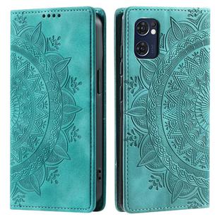 For OPPO Reno7 5G Totem Embossed Magnetic Leather Phone Case(Green)