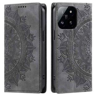 For Xiaomi 14 Totem Embossed Magnetic Leather Phone Case(Grey)