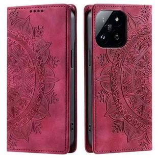 For Xiaomi 14 Totem Embossed Magnetic Leather Phone Case(Red)