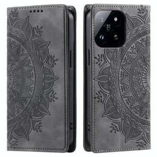 For Xiaomi 14 Pro Totem Embossed Magnetic Leather Phone Case(Grey)
