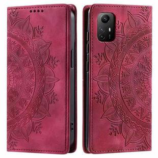 For Xiaomi Redmi Note 12S 4G Global Totem Embossed Magnetic Leather Phone Case(Red)