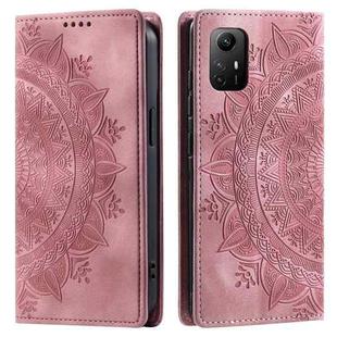 For Xiaomi Redmi Note 12S 4G Global Totem Embossed Magnetic Leather Phone Case(Rose Gold)