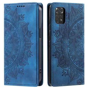 For Xiaomi Redmi Note 11 Global / 11S 4G Totem Embossed Magnetic Leather Phone Case(Blue)