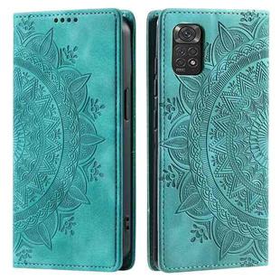 For Xiaomi Redmi Note 11 Global / 11S 4G Totem Embossed Magnetic Leather Phone Case(Green)