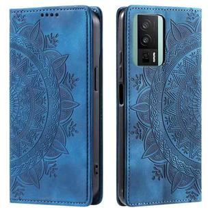 For Xiaomi Redmi K60 / K60 Pro Totem Embossed Magnetic Leather Phone Case(Blue)