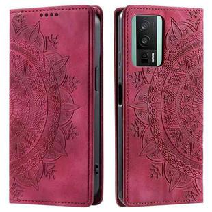 For Xiaomi Redmi K60 / K60 Pro Totem Embossed Magnetic Leather Phone Case(Red)