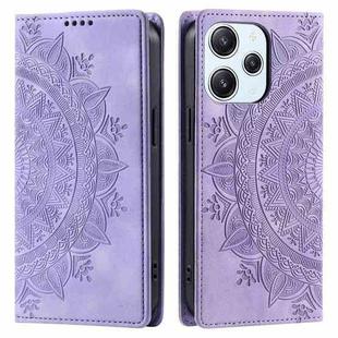 For Xiaomi Redmi 12 4G/5G / Note 12R Totem Embossed Magnetic Leather Phone Case(Purple)