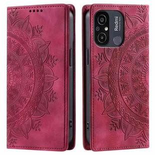 For Xiaomi Redmi 11A 4G Global Totem Embossed Magnetic Leather Phone Case(Red)