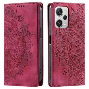 For Xiaomi Redmi Note 12 Pro+ Global Totem Embossed Magnetic Leather Phone Case(Red)