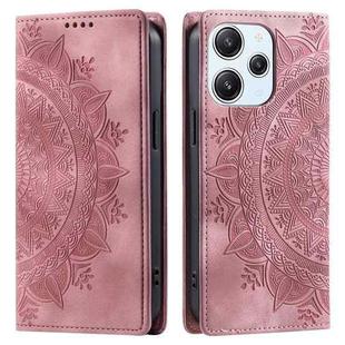 For Xiaomi Redmi 13 4G Totem Embossed Magnetic Leather Phone Case(Rose Gold)