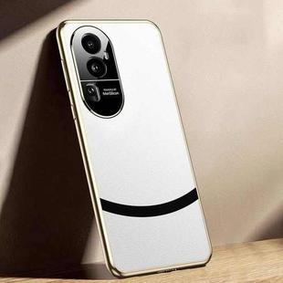 For OPPO Reno10 Pro Gilt Leather Electroplated Phone Case(White)