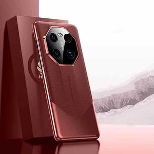 For Huawei Mate 40 Pro Electroplated Imitation Ultimate Design PC + Leather Phone Case(Red)