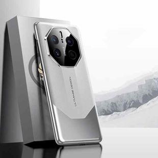 For Huawei Mate 50 RS Porsche Design Electroplated Imitation Ultimate Design PC + Leather Phone Case(Silver)