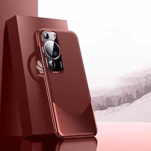 For Huawei P60/P60 Pro Electroplated Imitation Ultimate Design PC + Leather Phone Case(Red)