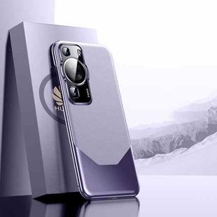 For Huawei P60/P60 Pro Electroplated Imitation Ultimate Design PC + Leather Phone Case(Purple)
