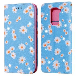 For Xiaomi Redmi Note 9 Glittering Daisy Magnetic Horizontal Flip Leather Case with Holder & Card Slots & Photo Frame(Blue)