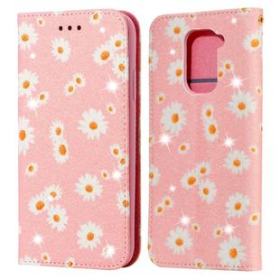 For Xiaomi Redmi Note 9 Glittering Daisy Magnetic Horizontal Flip Leather Case with Holder & Card Slots & Photo Frame(Pink)