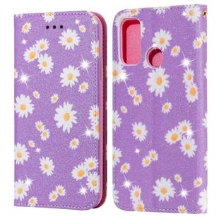 For Huawei P Smart 2020 Glittering Daisy Magnetic Horizontal Flip Leather Case with Holder & Card Slots & Photo Frame(Purple)