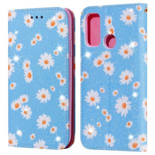 For Huawei P Smart 2020 Glittering Daisy Magnetic Horizontal Flip Leather Case with Holder & Card Slots & Photo Frame(Blue)