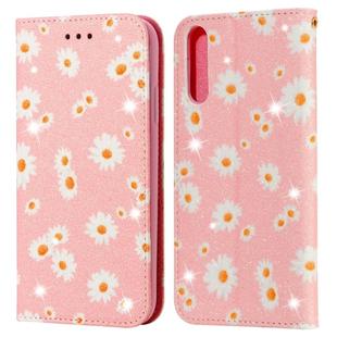 For Huawei Y8P (2020) Glittering Daisy Magnetic Horizontal Flip Leather Case with Holder & Card Slots & Photo Frame(Pink)
