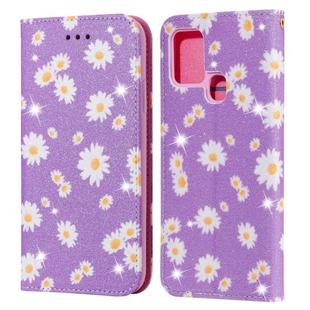 For Samsung Galaxy A21s Glittering Daisy Magnetic Horizontal Flip Leather Case with Holder & Card Slots & Photo Frame(Purple)
