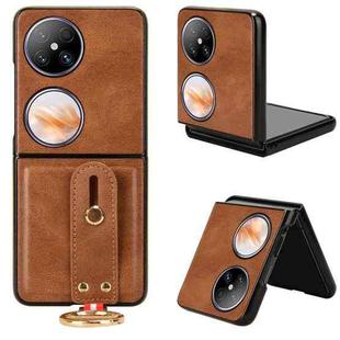 For Huawei Pocket 2 Wristband Leather Back Phone Case(Brown)