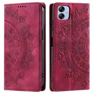 For Samsung Galaxy A04e 4G/F04/M04 Totem Embossed Magnetic Leather Phone Case(Red)