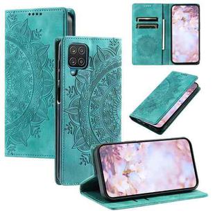 For Samsung Galaxy A12 5G/M12/F12 Totem Embossed Magnetic Leather Phone Case(Green)