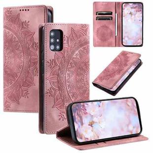 For Samsung Galaxy A51 / M40s 4G Totem Embossed Magnetic Leather Phone Case(Rose Gold)