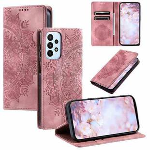 For Samsung Galaxy A53 5G Totem Embossed Magnetic Leather Phone Case(Rose Gold)