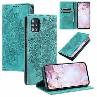 For Samsung Galaxy A71 5G Totem Embossed Magnetic Leather Phone Case(Green)